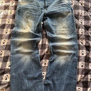 BKE Blue Straight Jeans with Vintage Distressing